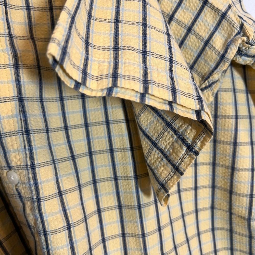 Consensus Sportswear Mens XL Yellow Blue Plaid Short Sleeve Button Up Shirt - Picture 4 of 6